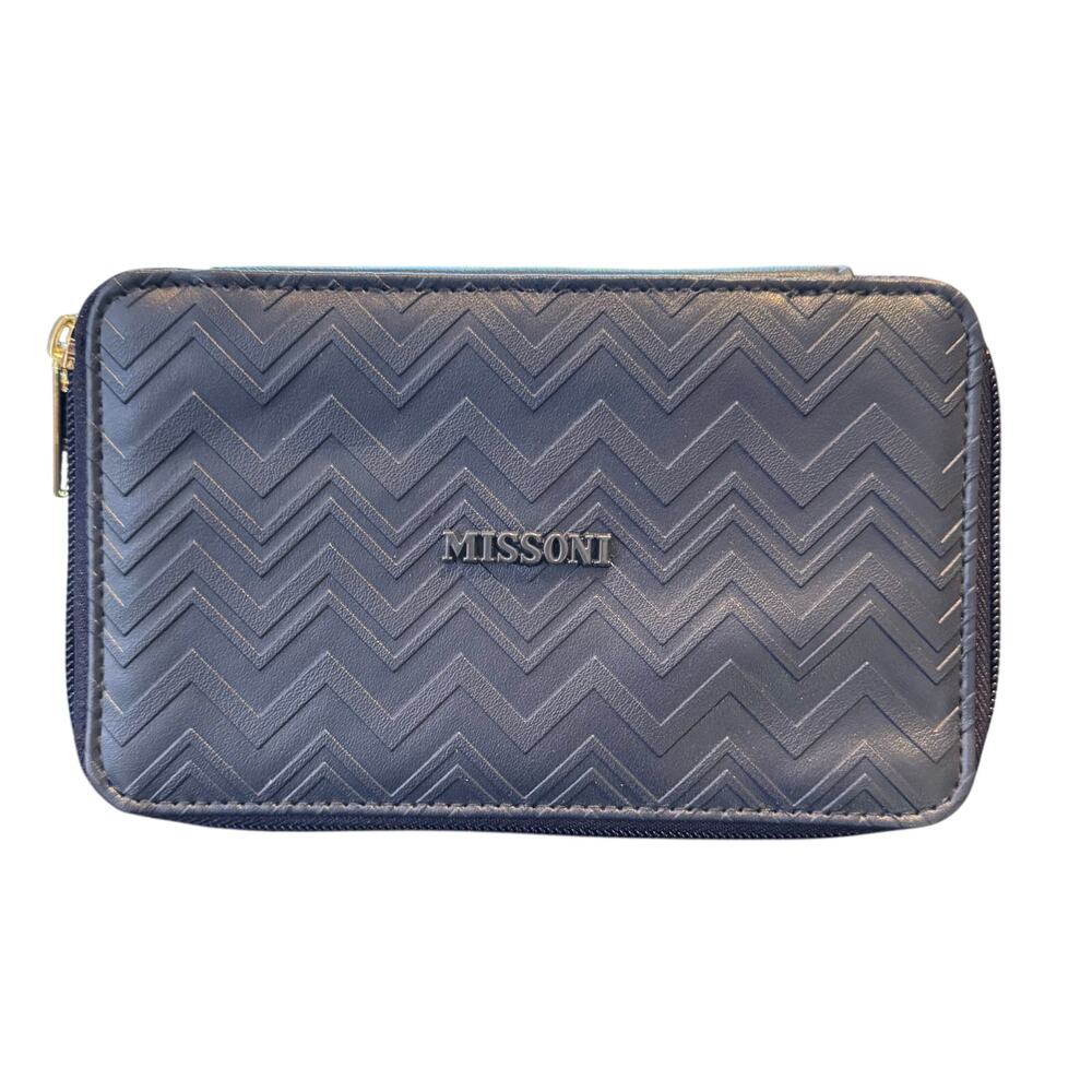 Missoni Navy Blue Chevron Cosmetic Bag Delta Airline Amenity Case